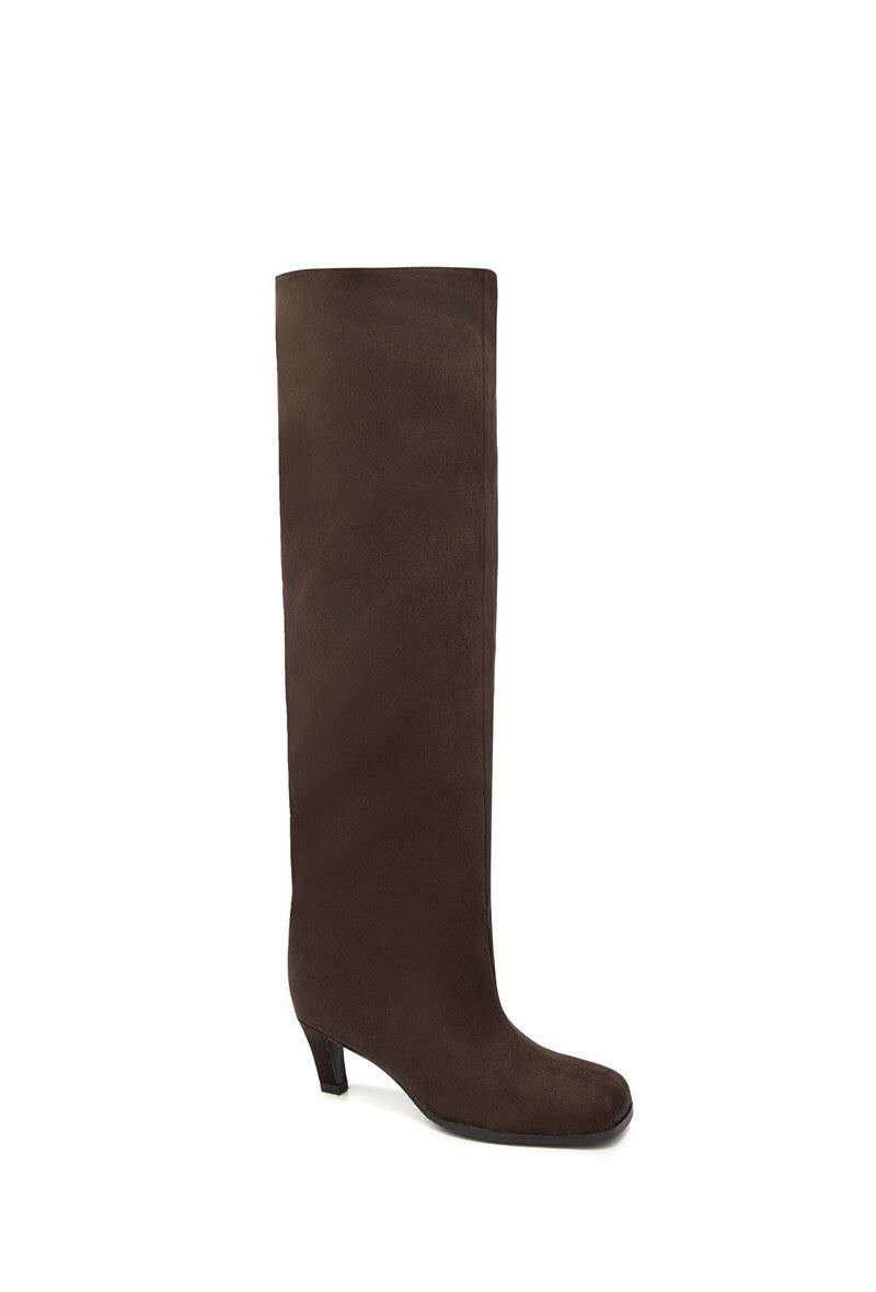 Bottes Hautes Plissées "Slouchy" en Suédine - Marron