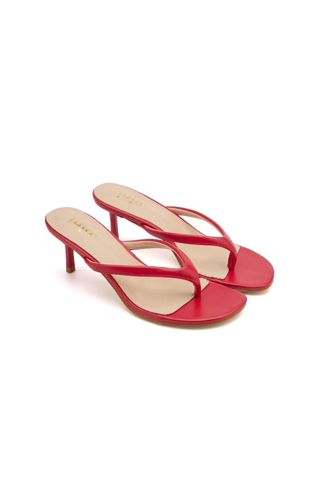 Sandales tongs à talon entredoigt, Rouge