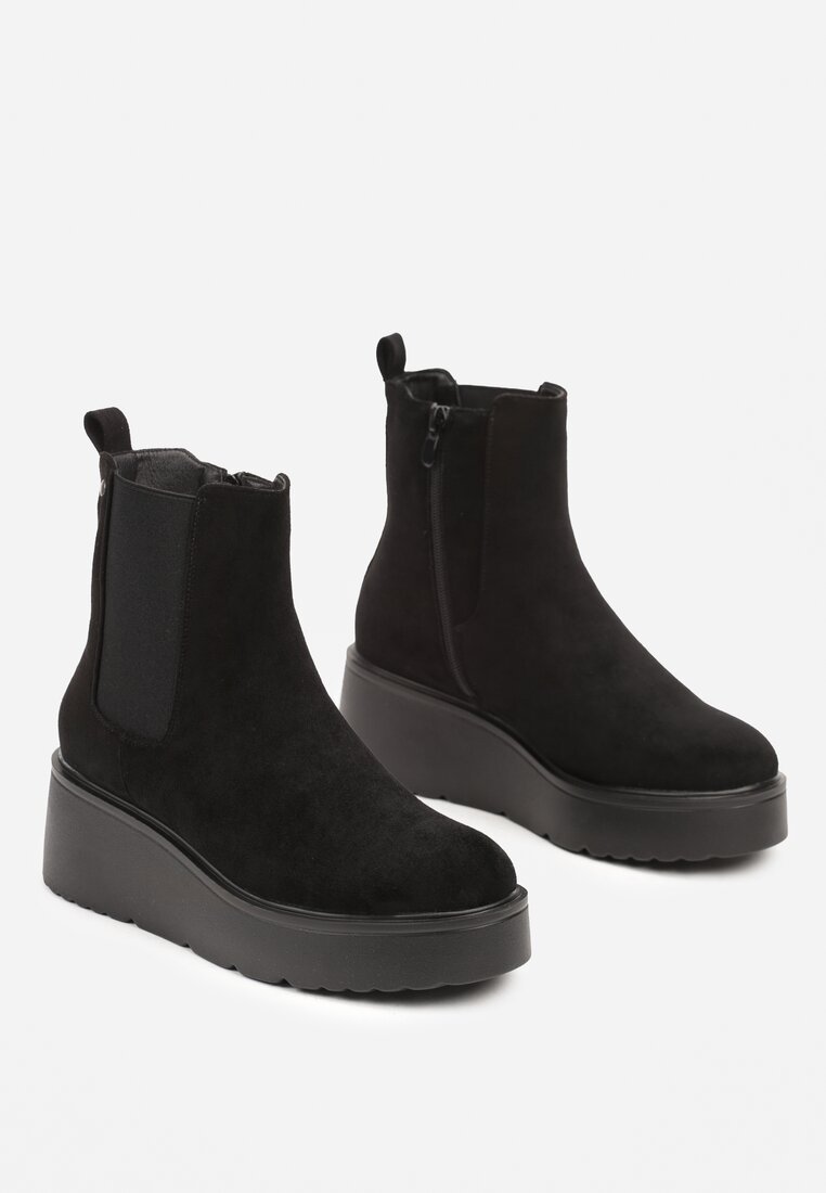 Bottines femmes compensées à plateforme, Noir