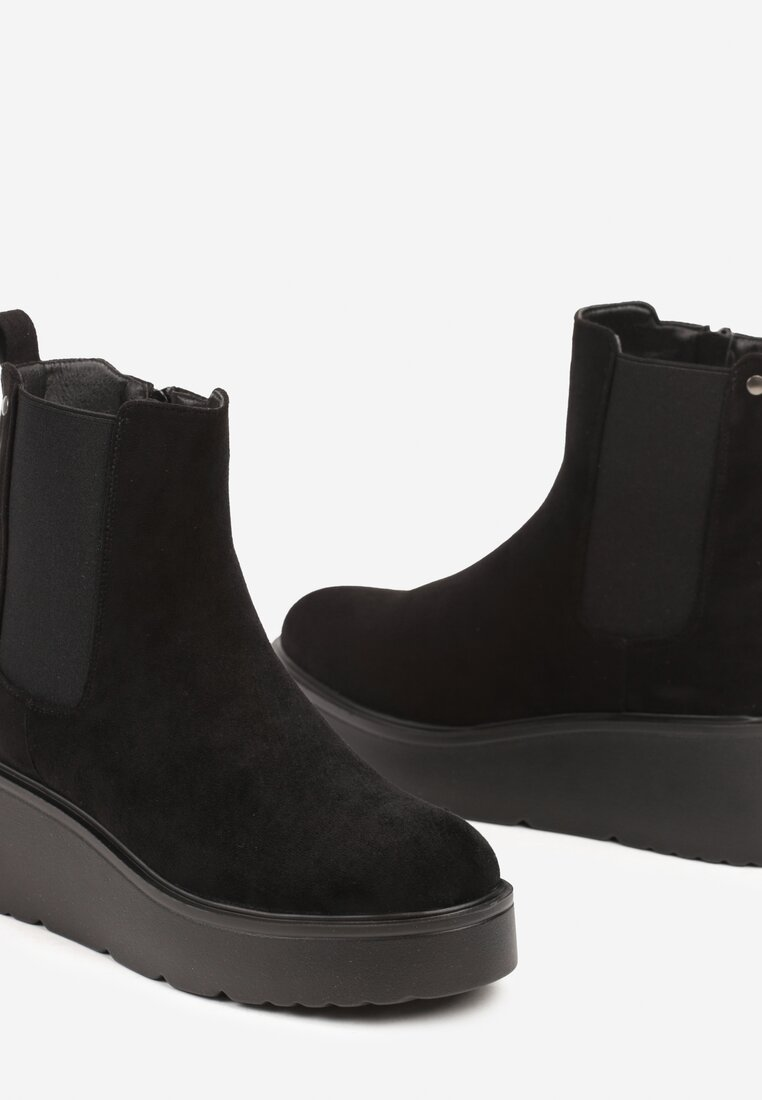 Bottines femmes compensées à plateforme, Noir