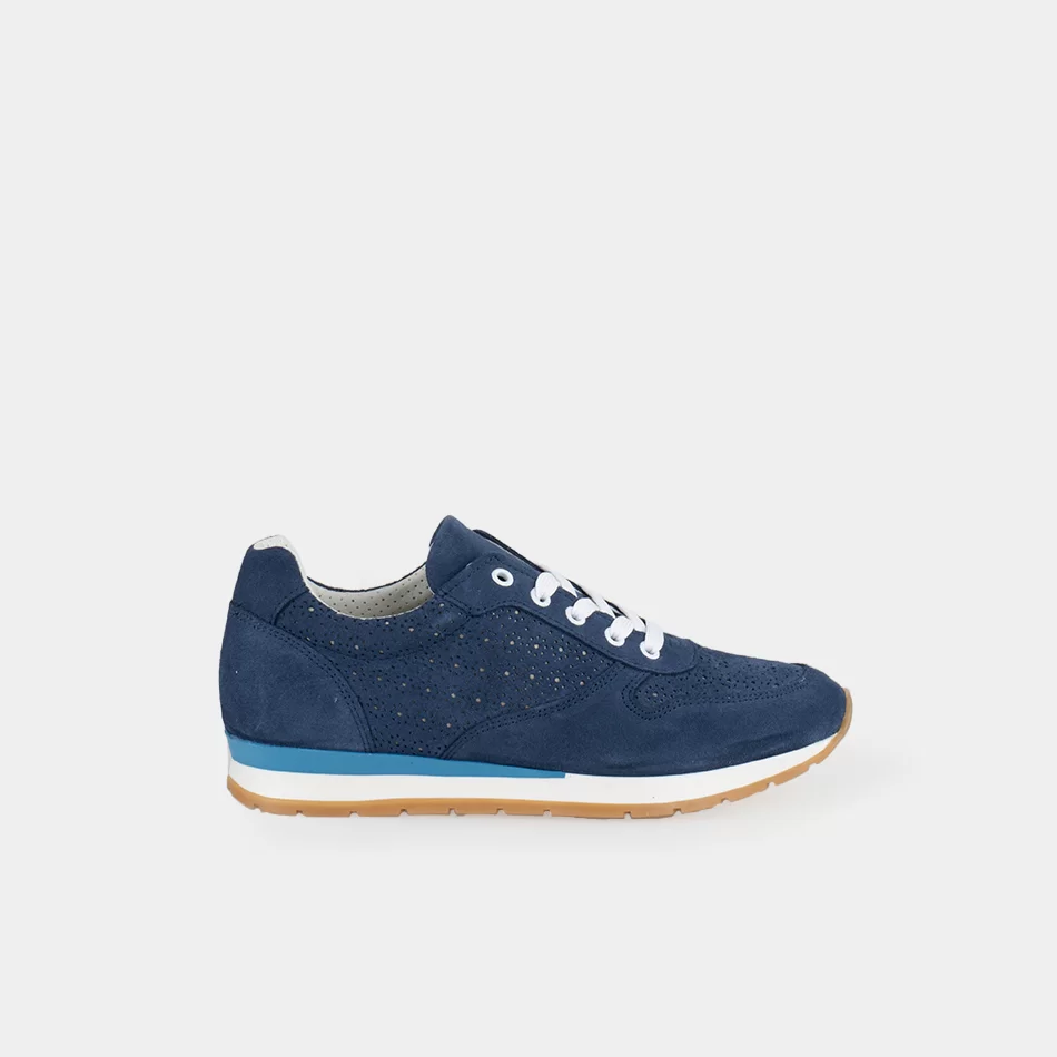 Tennis Femme Cuir marche confort, Bleu marine