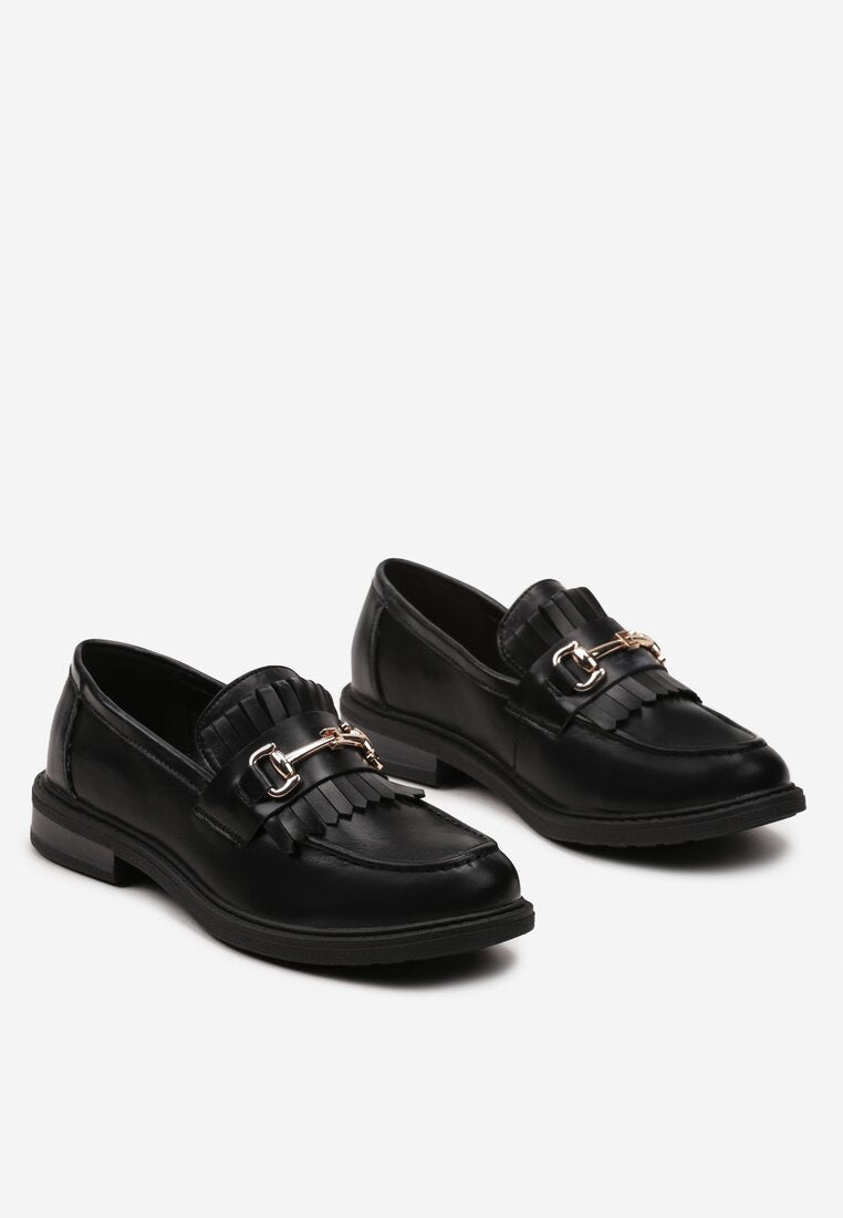 Mocassin avec frange et boucle, Noir