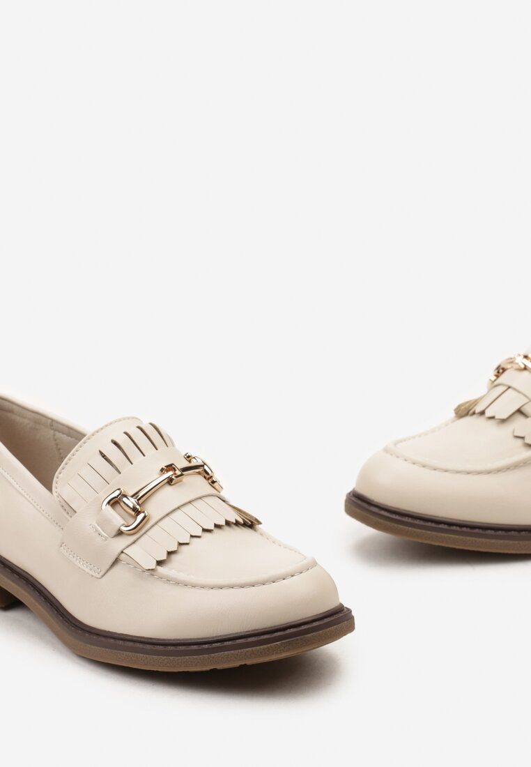 Mocassin avec frange et boucle, Beige