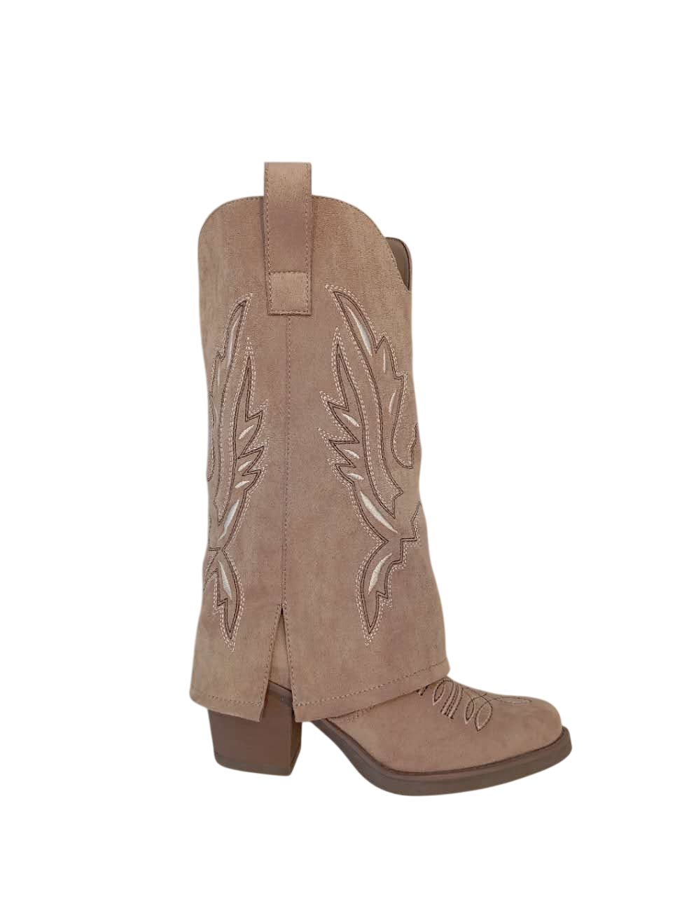 Boots Santiags guêtre style cowboy mi-mollet, Taupe