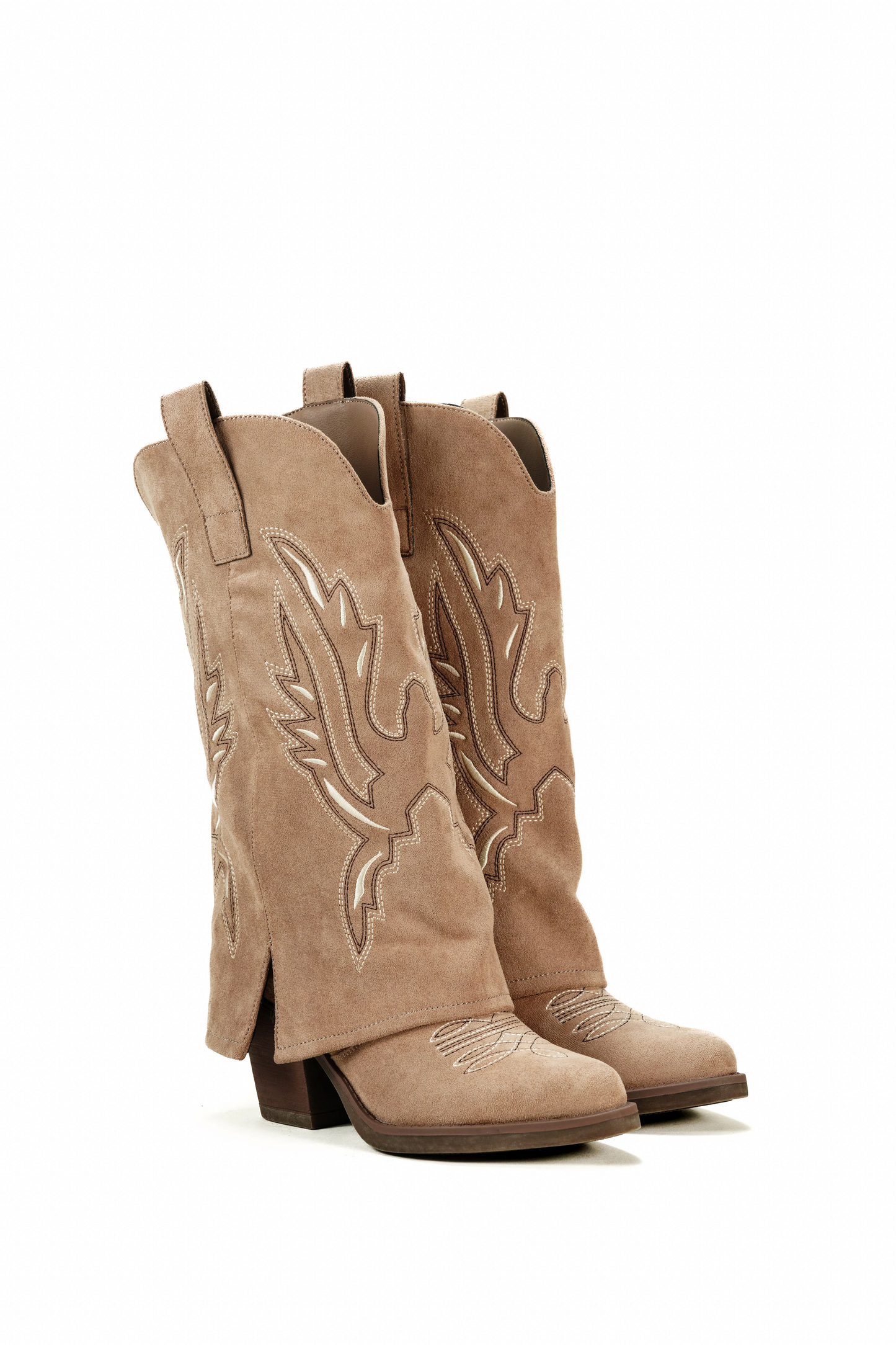 Boots Santiags guêtre style cowboy mi-mollet, Taupe