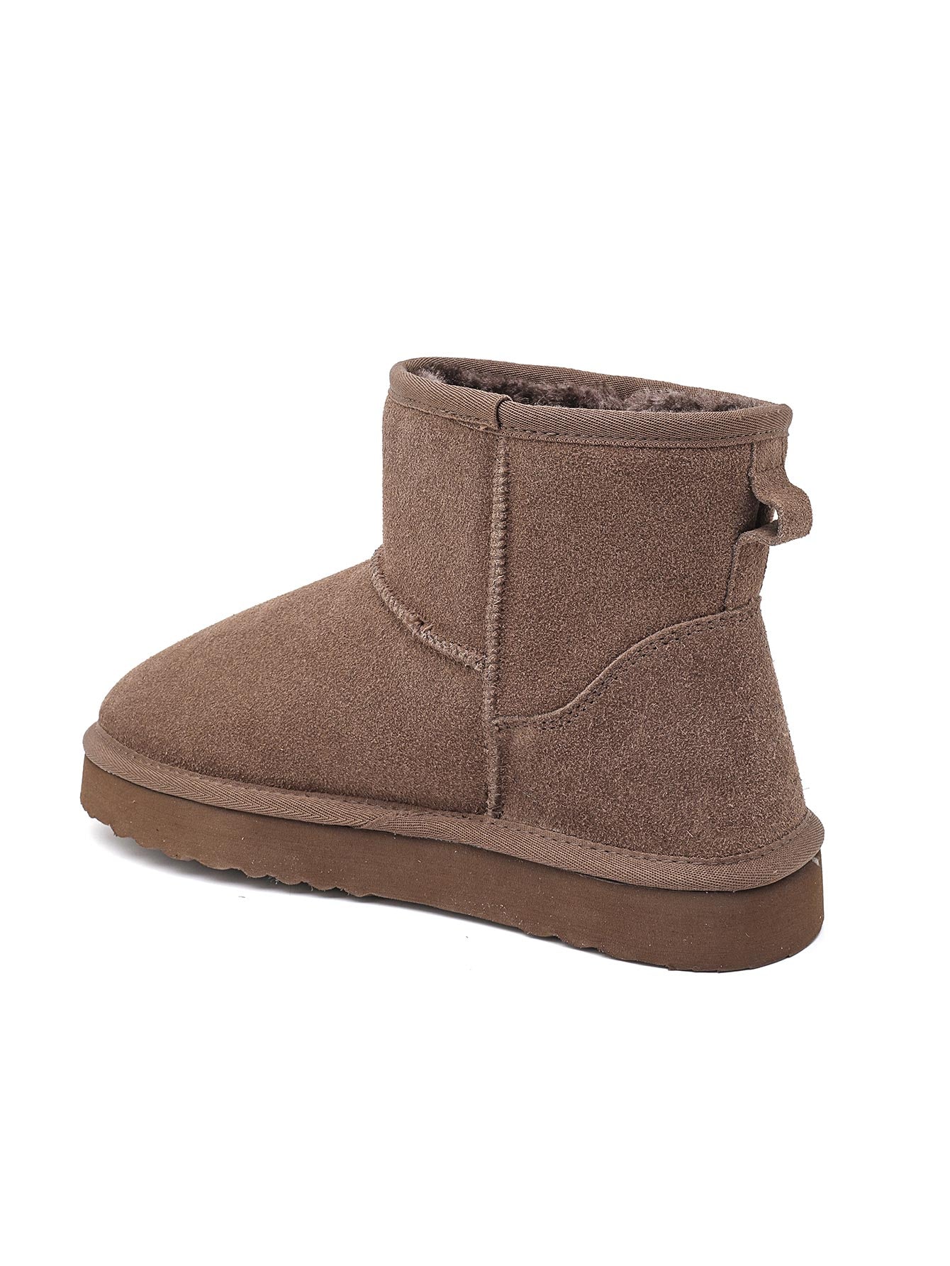 Bottines fourrées en cuir suède - taupe