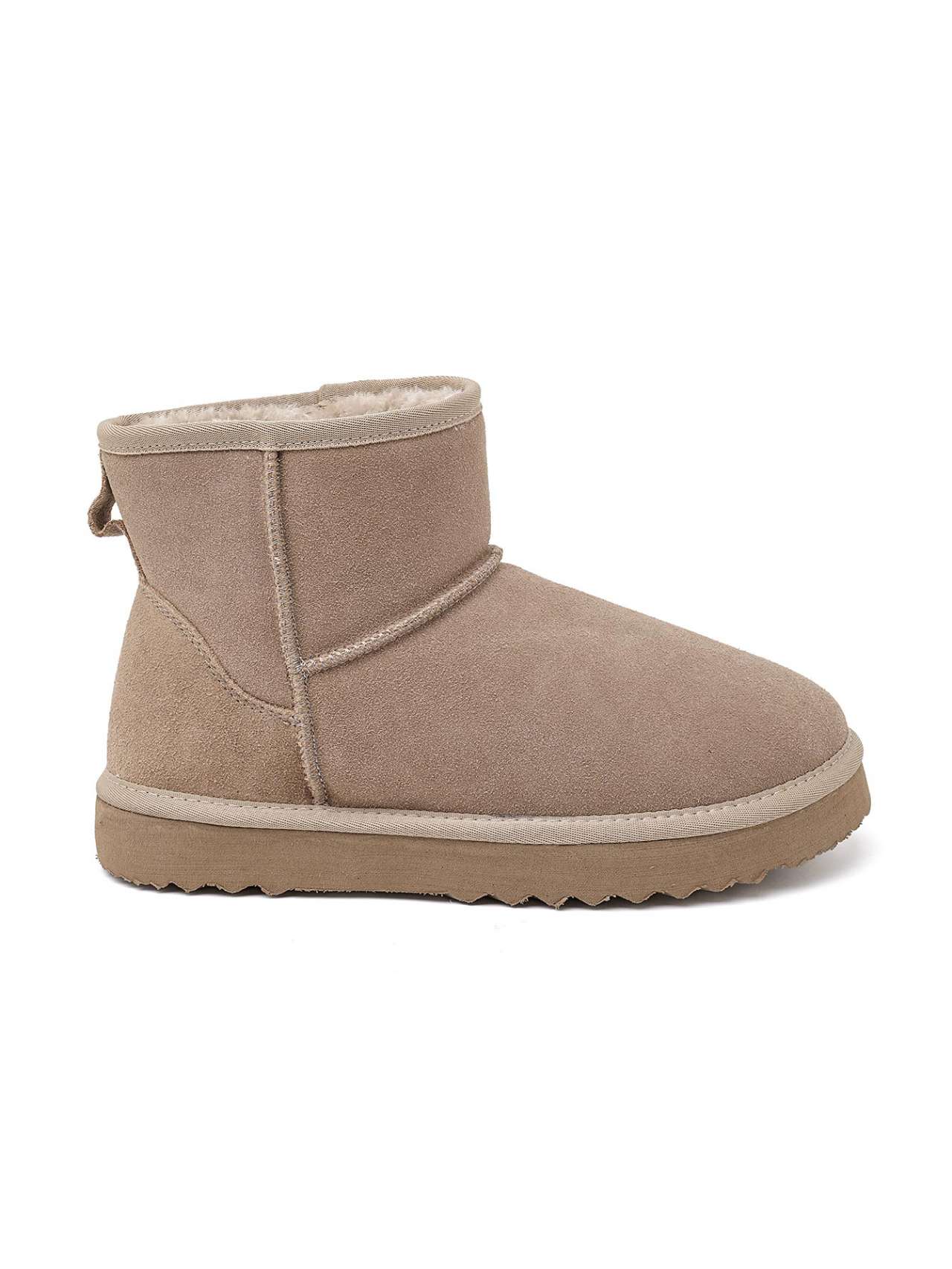 Bottines fourrées en cuir suède - beige