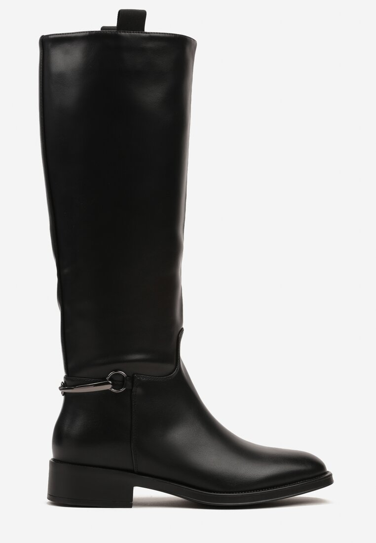 Bottes hautes plates avec chaînes, Noir