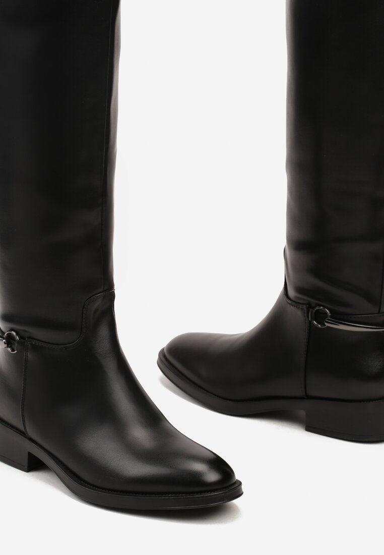 Bottes hautes plates avec chaînes, Noir