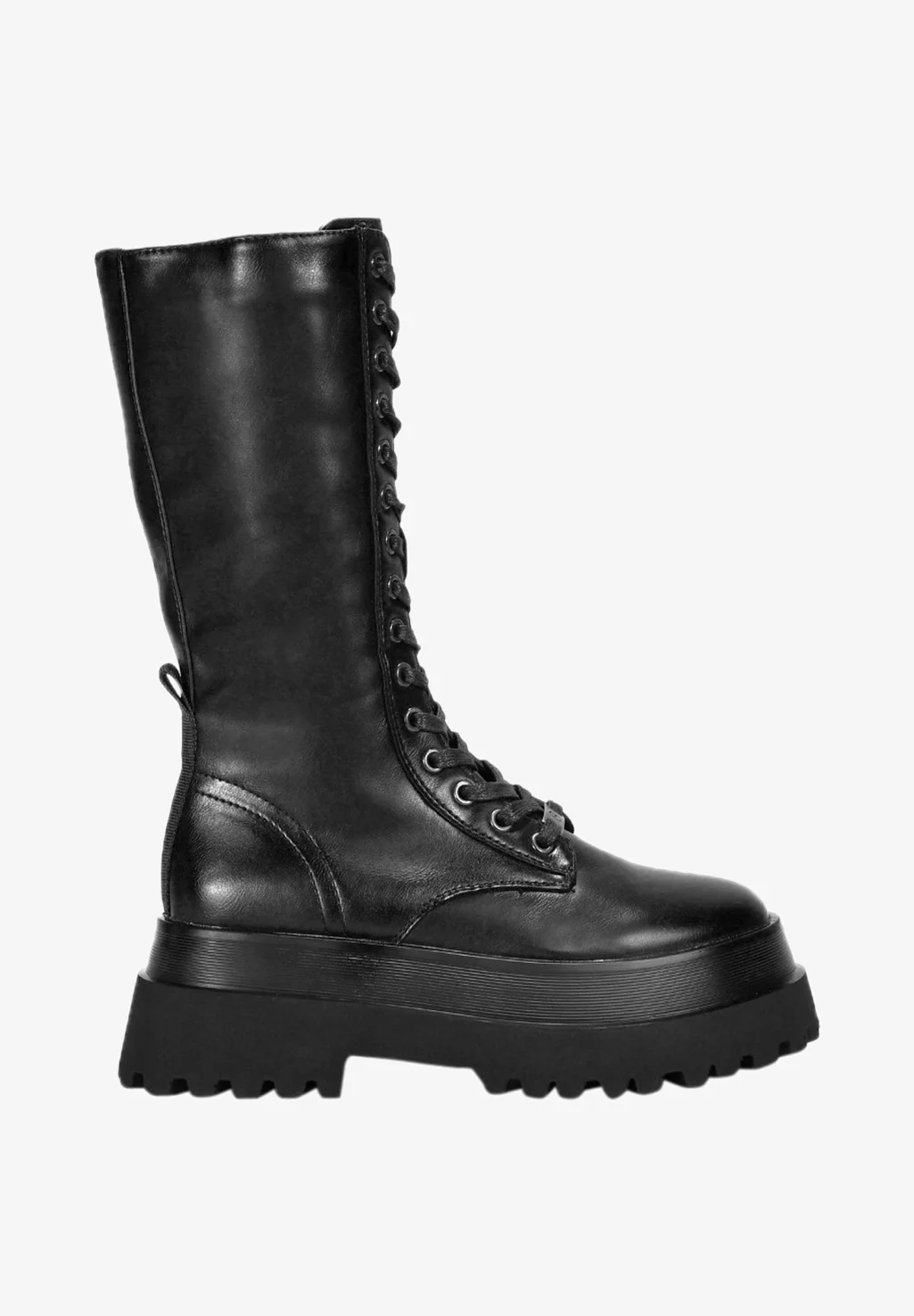 Bottes montantes à lacets et semelles épaisses - Noir