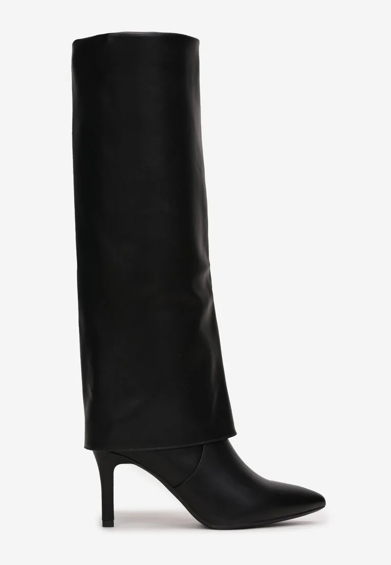 Bottes guêtres à talon aiguille bout pointu, Noir