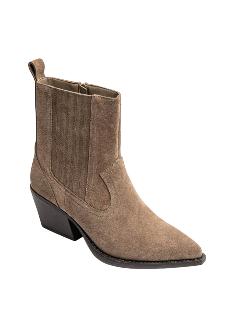 Bottines Santiags cuir nubuck, Taupe