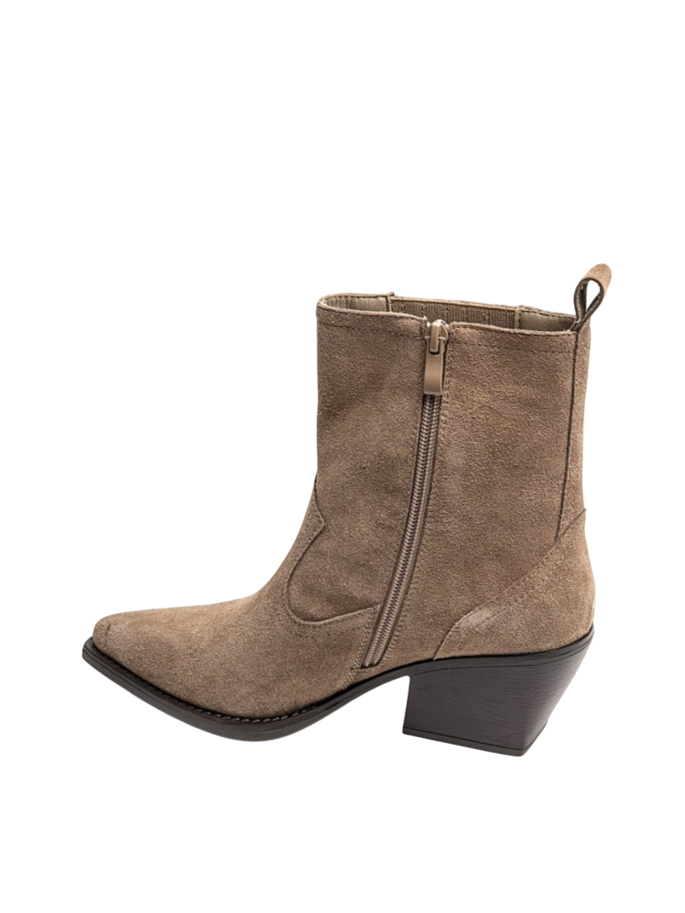 Bottines Santiags cuir nubuck, Taupe