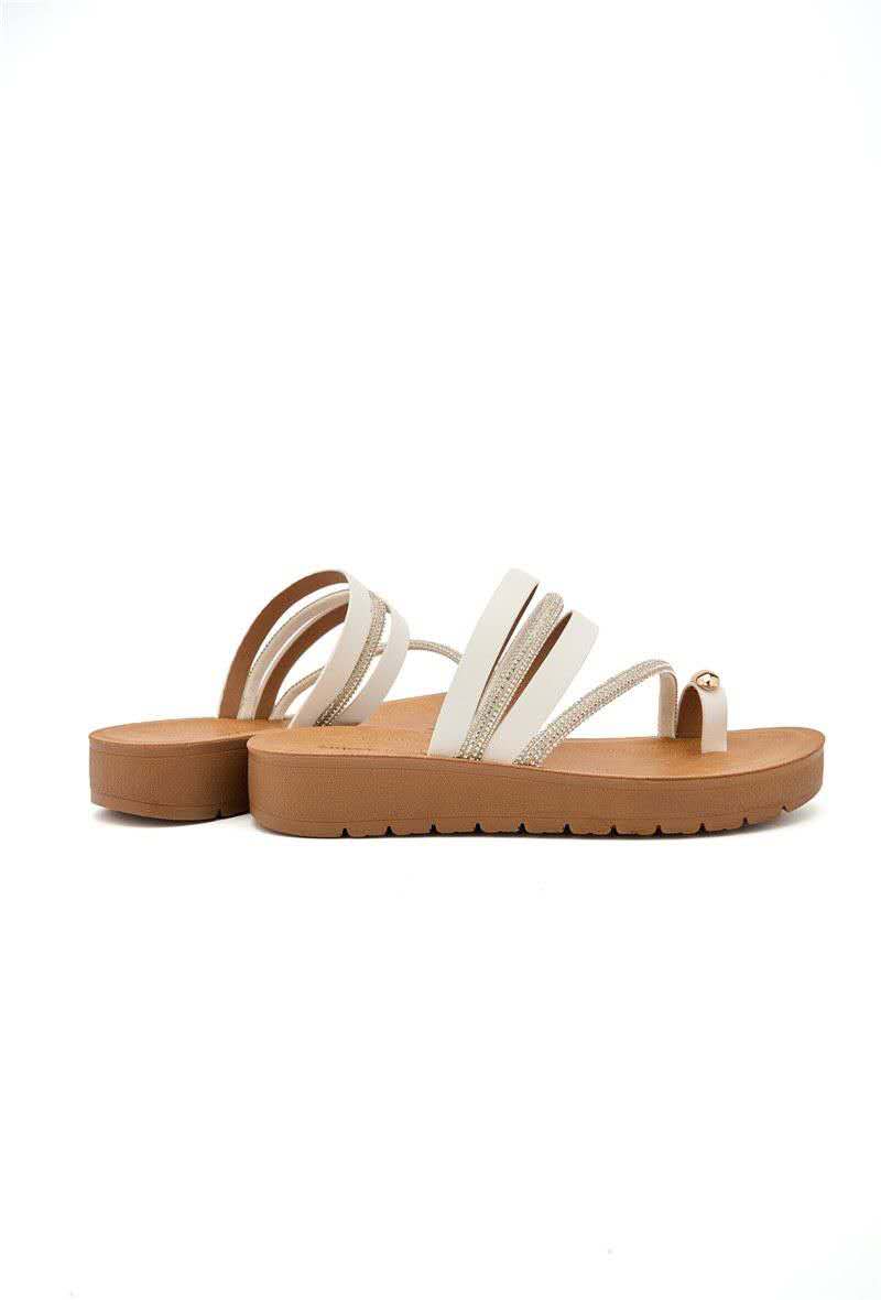 Sandale conforte avec strass à entre-doigt, Blanc