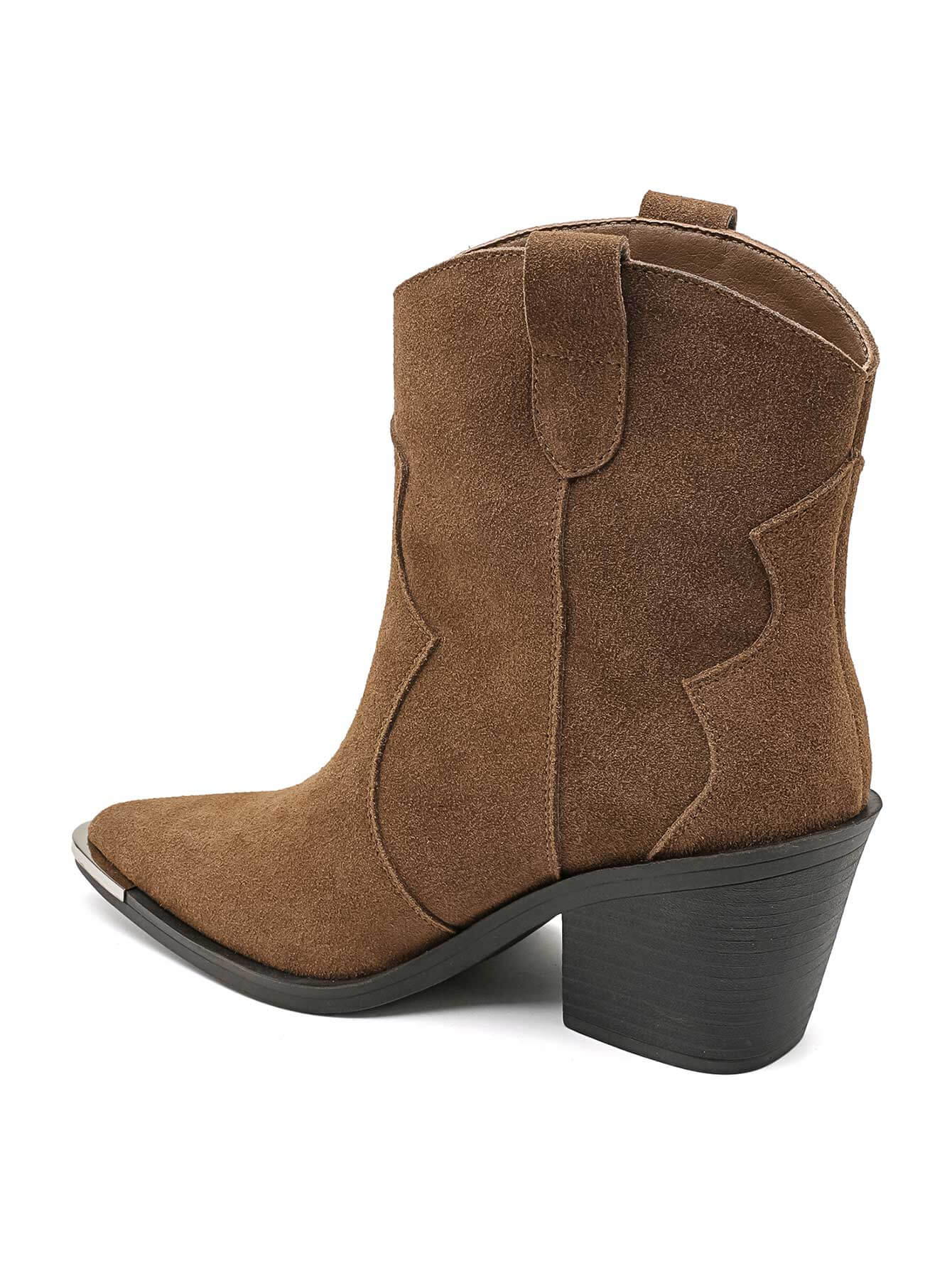 Bottines santiags à Cuir daim bout métallique