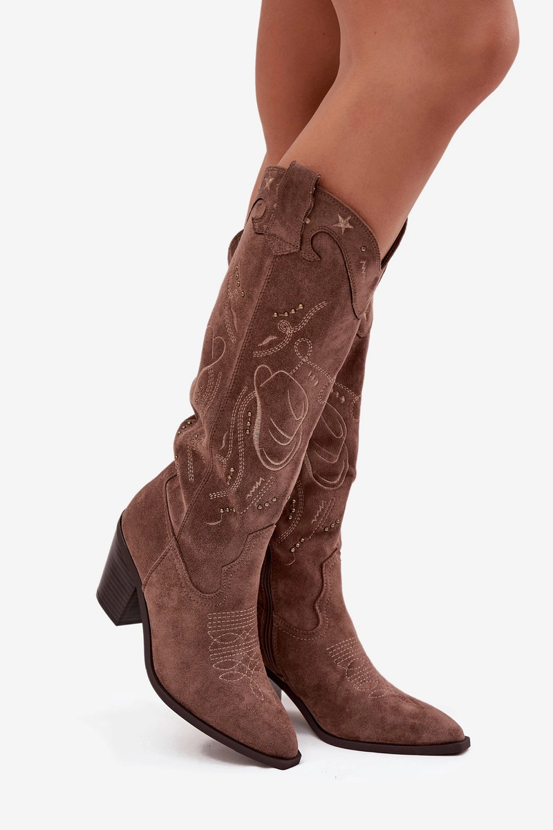 Bottes Cowboy Grises Femme So Simpok - Strass & Broderies - Bout Carré - NEUVES En Boîte - Taille US 6.5 (EU 37)