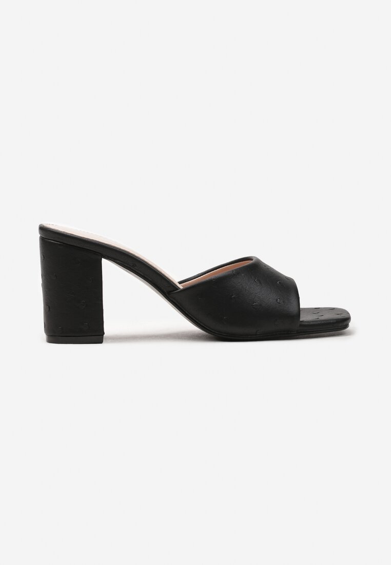 Mules à talons carrés pour femmes, Noir