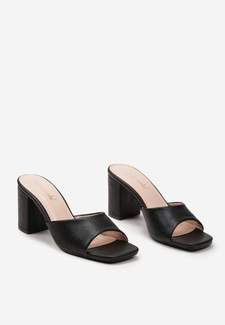 Mules à talons carrés pour femmes, Noir