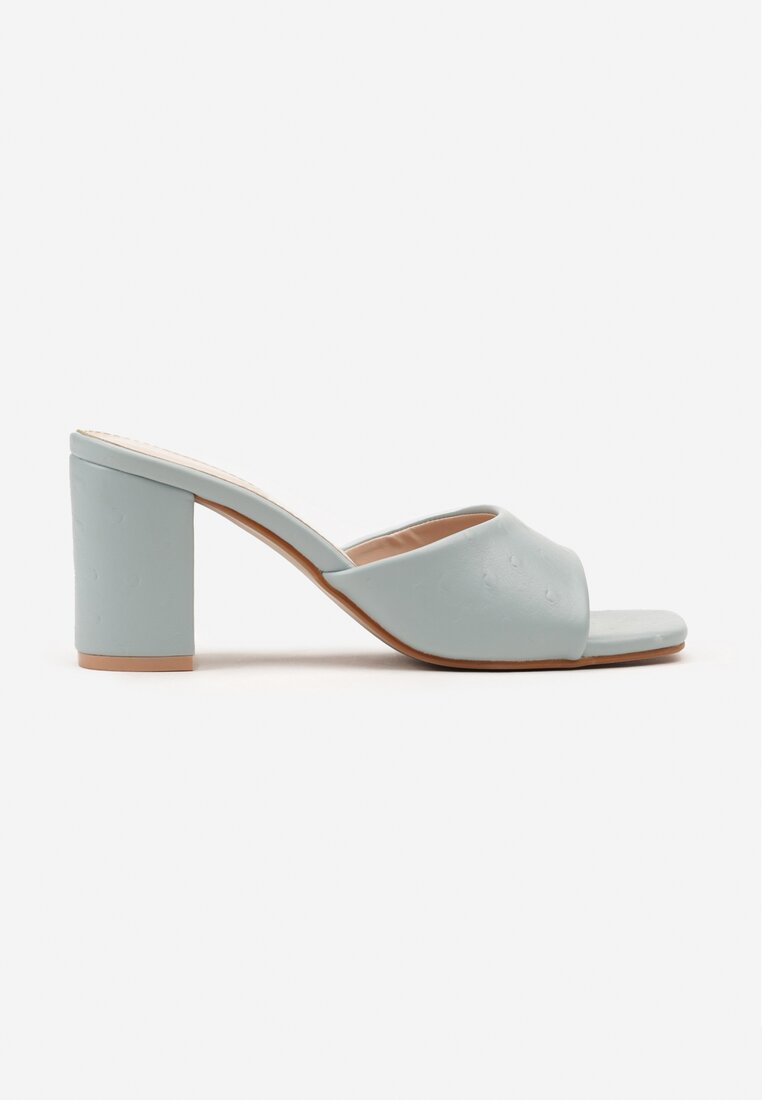 Mules à talons carrés pour femmes, Bleu pastel