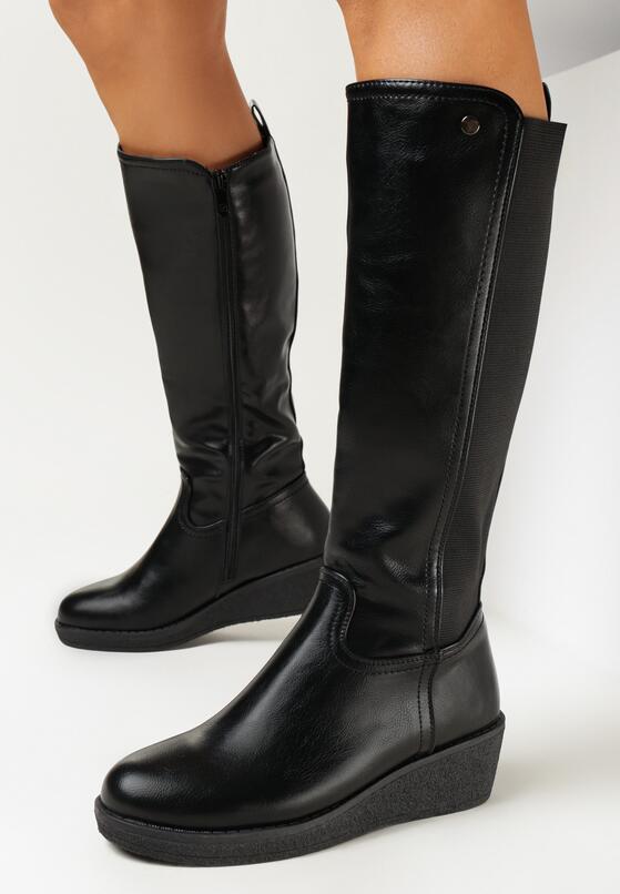 Bottes Femmes à Talon Compensés, Noir