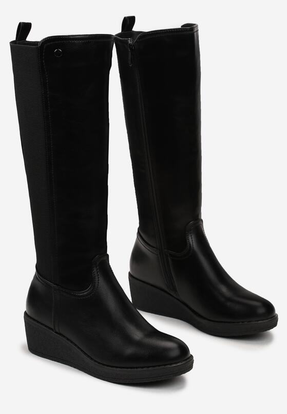 Bottes Femmes à Talon Compensés, Noir