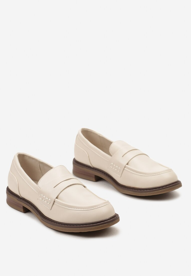 Mocassins femmes plates, Beige écru