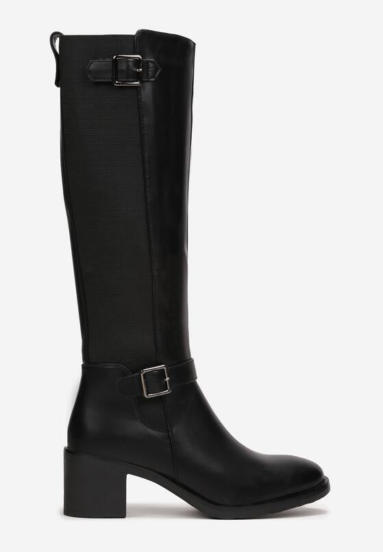 Bottes cavalières Noires à talon carré