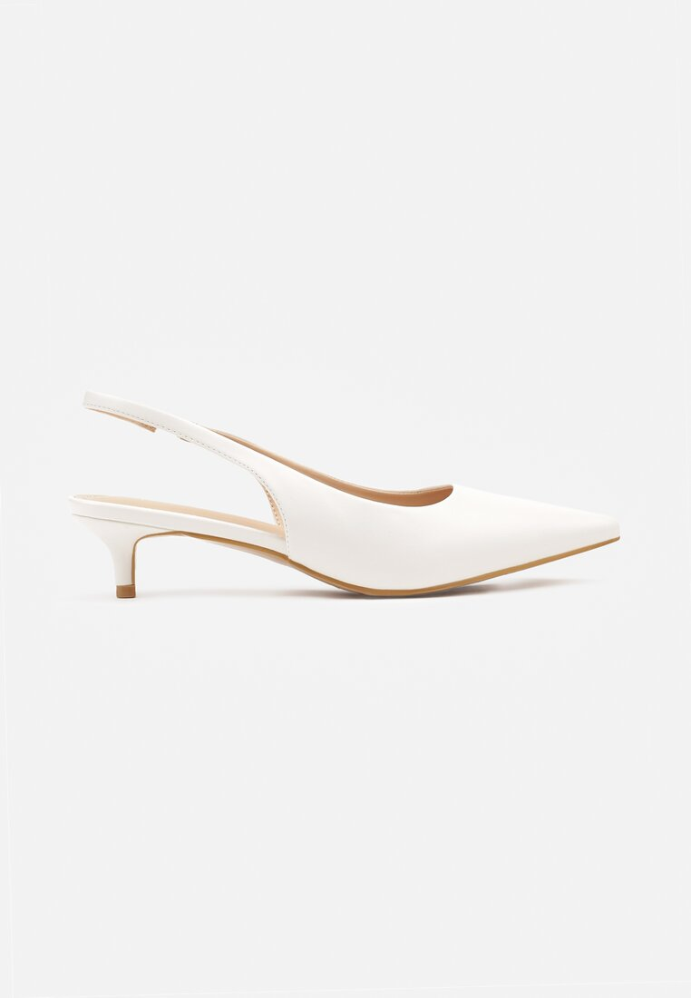 Escarpins slingback à petit talon aiguille, white