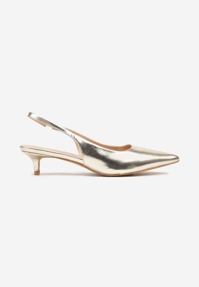 Escarpins slingback à petit talon aiguille, Doré