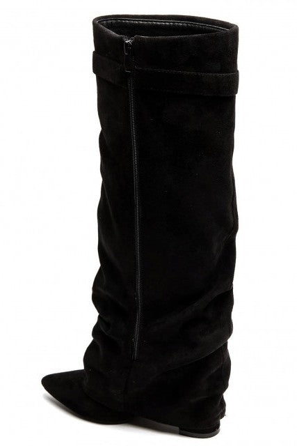 Bottes guêtres plissé à talon bloc et bout pointu