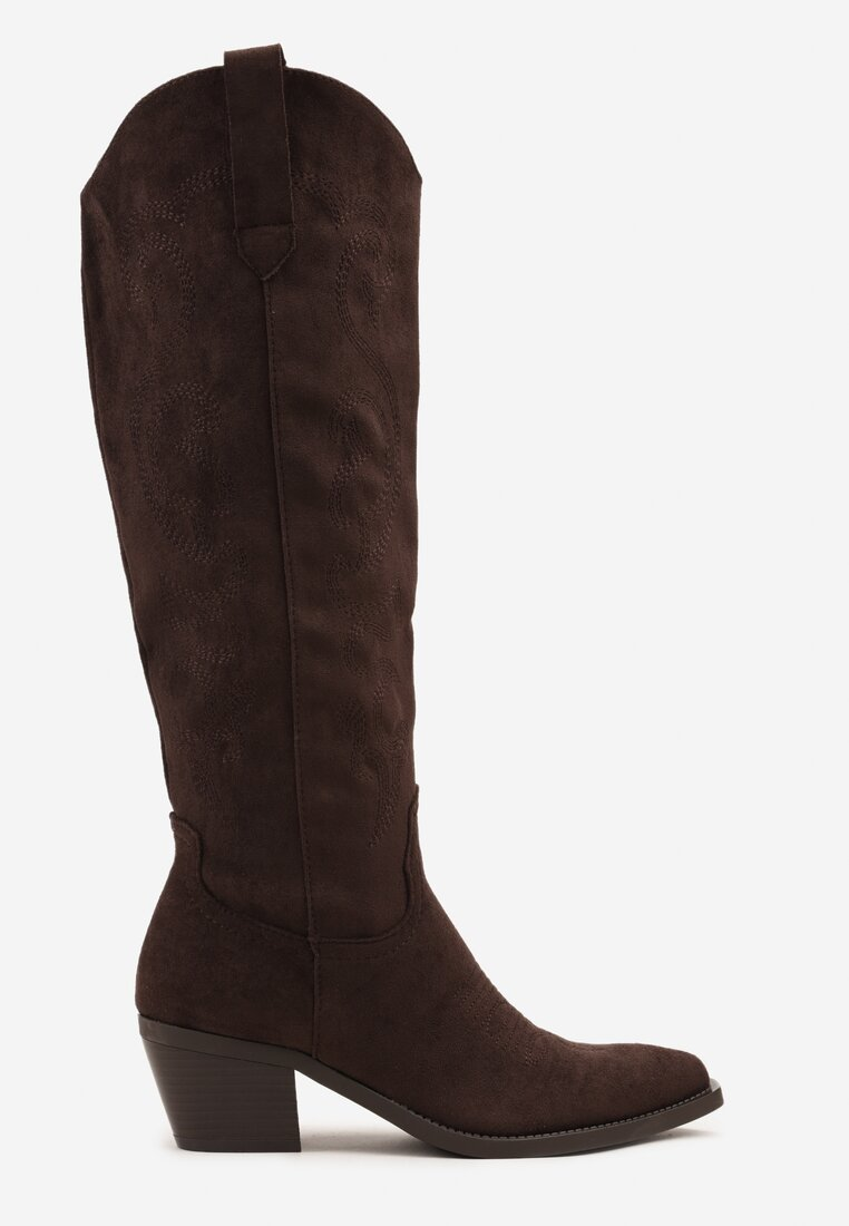 Botte Santiags suédine style Cowboy, Marron choco