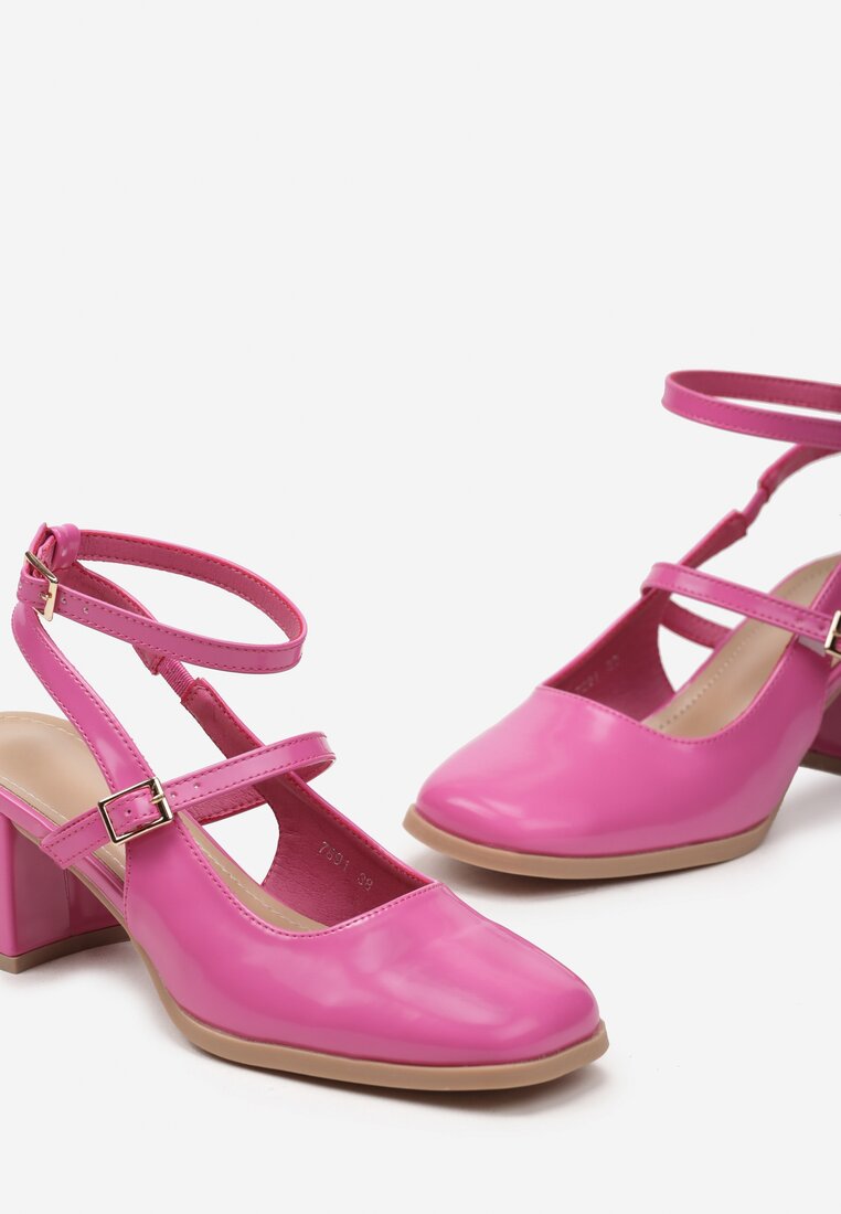 Escarpins avec doubles brides talon ouvert, Fuchsia