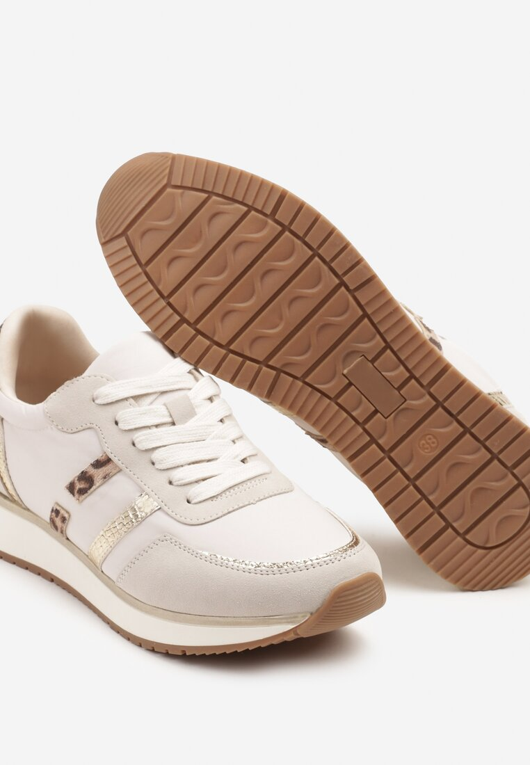 Baskets à lacets, avec double bandes doré léopard