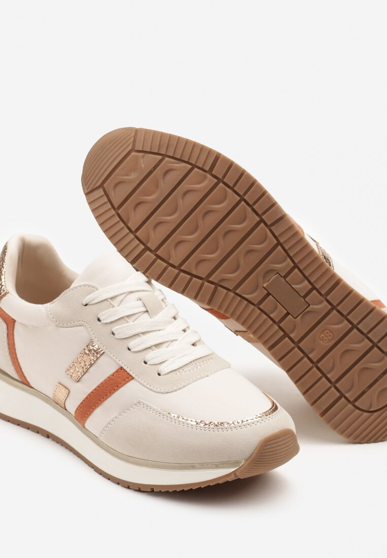 Baskets à lacets, avec double bandes doré orange