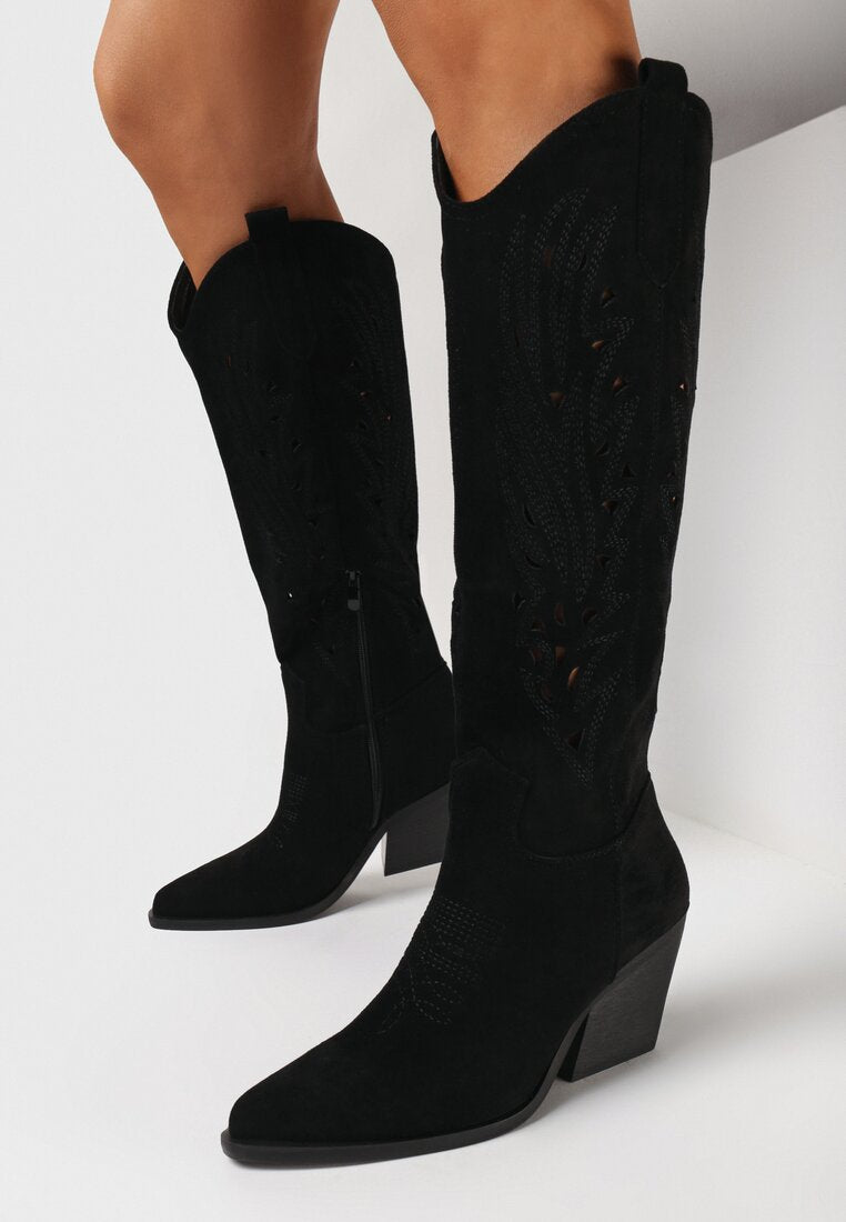 Bottes Cowboy Style Santiags ajourée, Noir