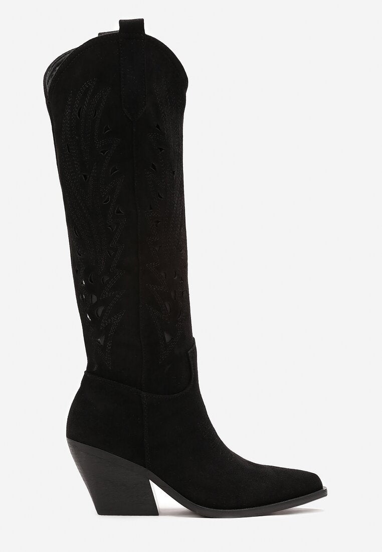 Bottes Cowboy Style Santiags ajourée, Noir