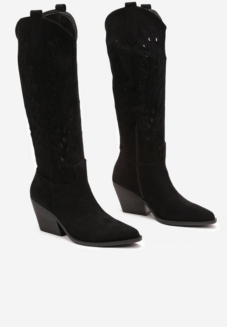 Bottes Cowboy Style Santiags ajourée, Noir