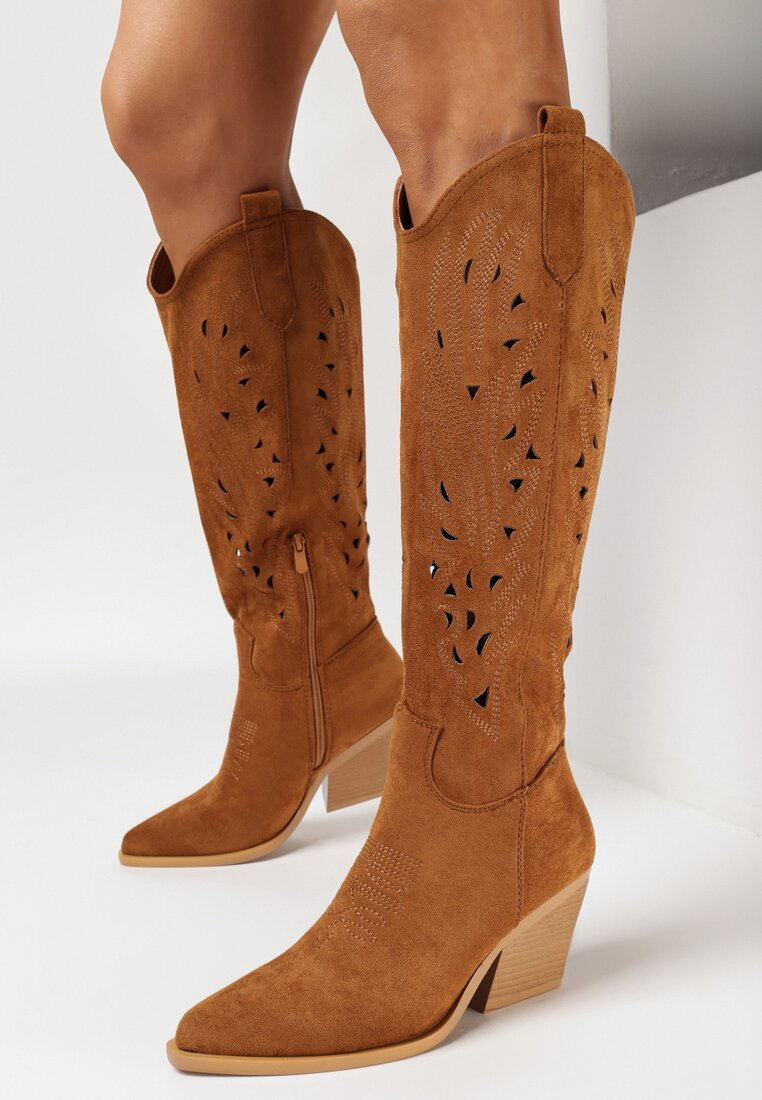 Bottes Cowboy Style Santiags ajourée, Camel