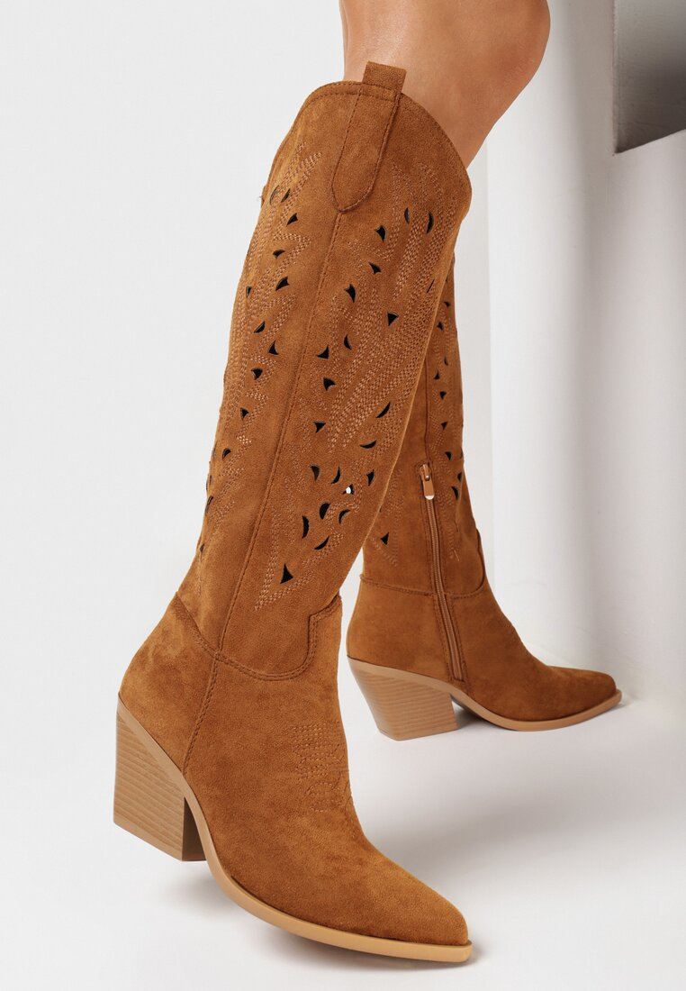Bottes Cowboy Style Santiags ajourée, Camel