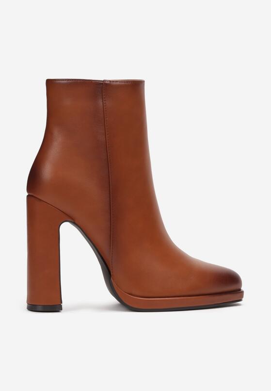 Bottines À Talon carré Et À Plateforme, Cognac