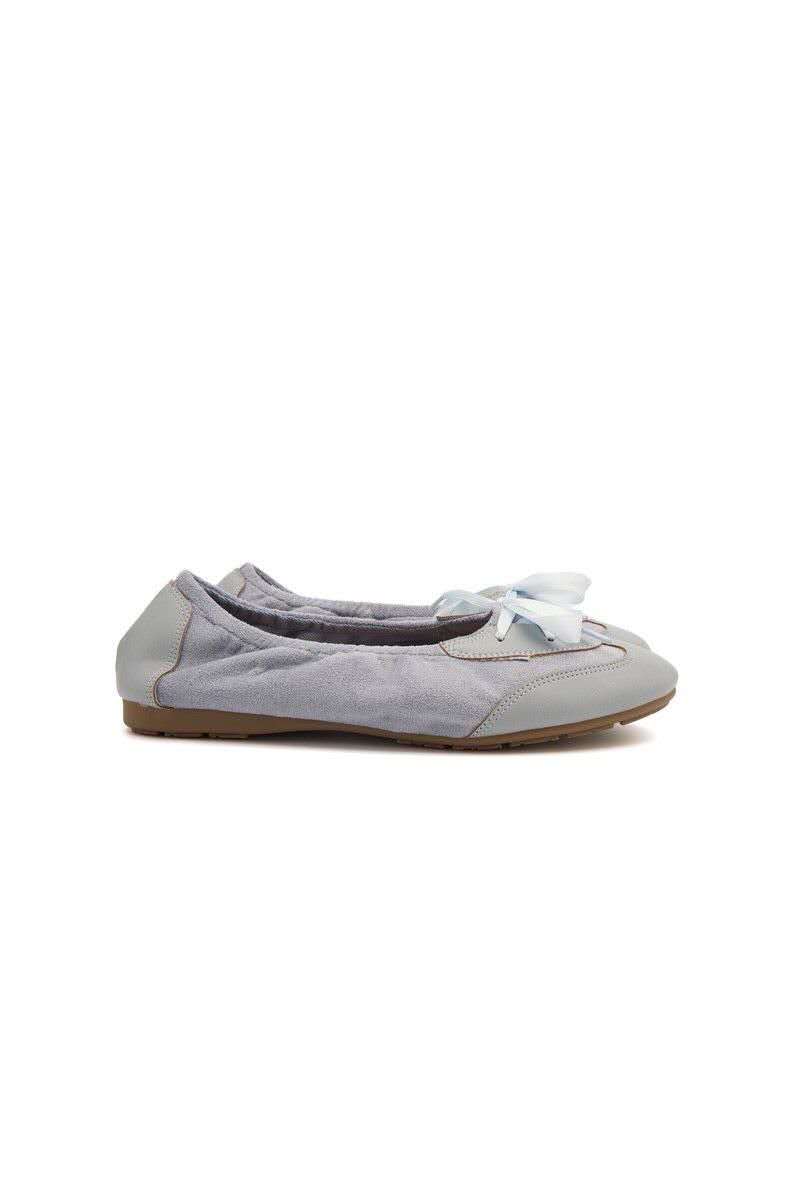 Ballerines à lacets bi-matière, Bleu clair