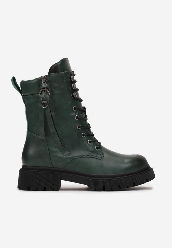 Boots motard à lacets, ranger avec semelle crantée
