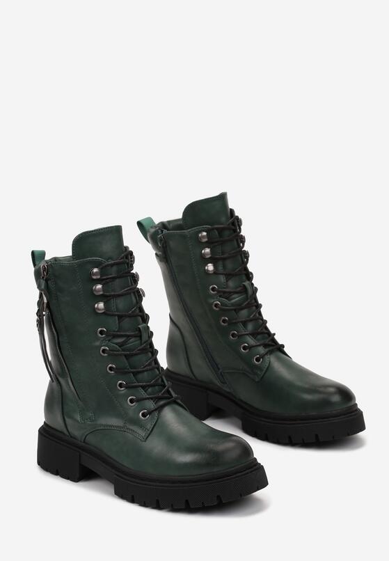 Boots motard à lacets, ranger avec semelle crantée