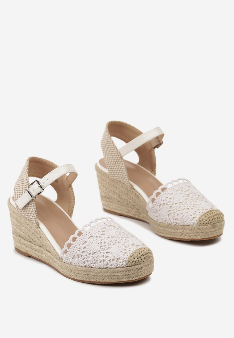 Sandale femme compensée espadrille, Blanche