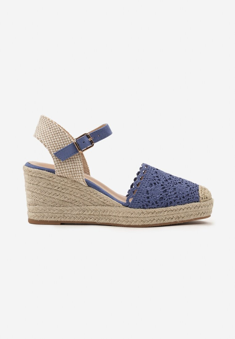 Sandale femme compensée espadrille, Bleu