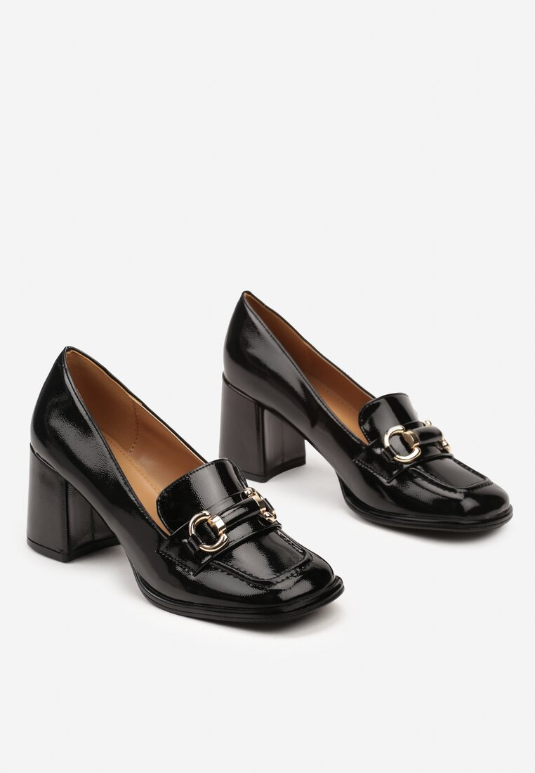 Mocassins femmes à talon bloc - noir