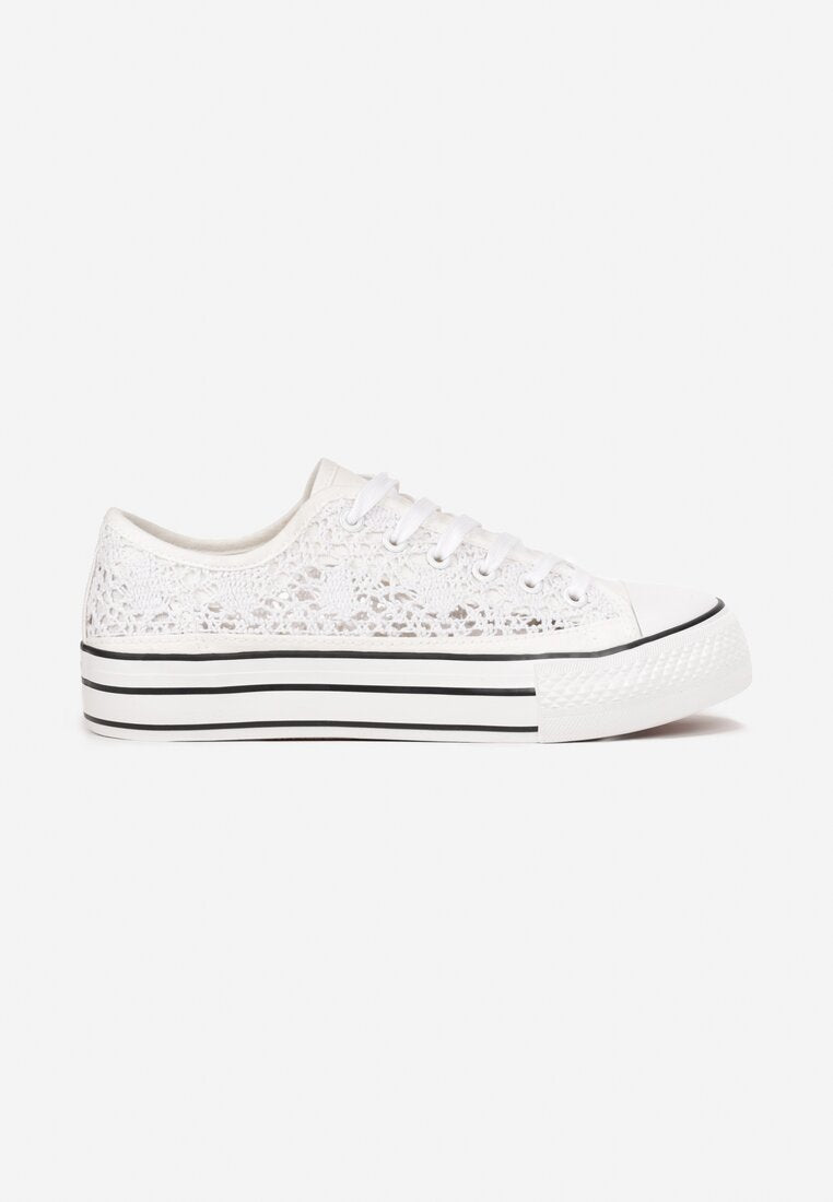 Baskets basses en dentelle, Blanc