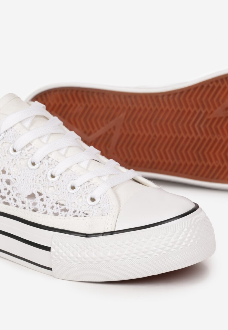 Baskets basses en dentelle, Blanc