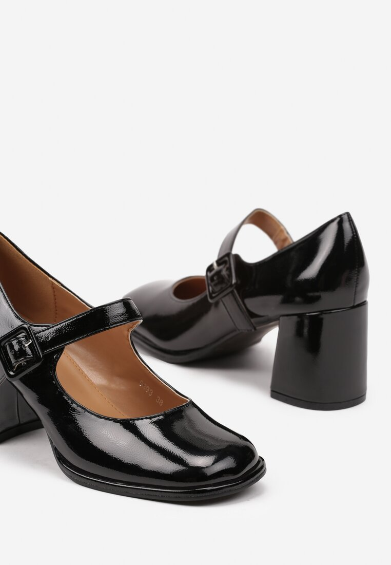 Escarpin avec bride bout carré, Noir