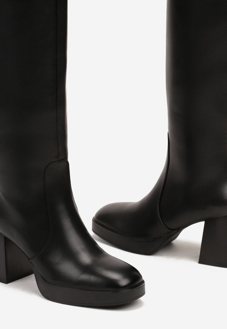 Bottes Noires à talons épais et Plateforme